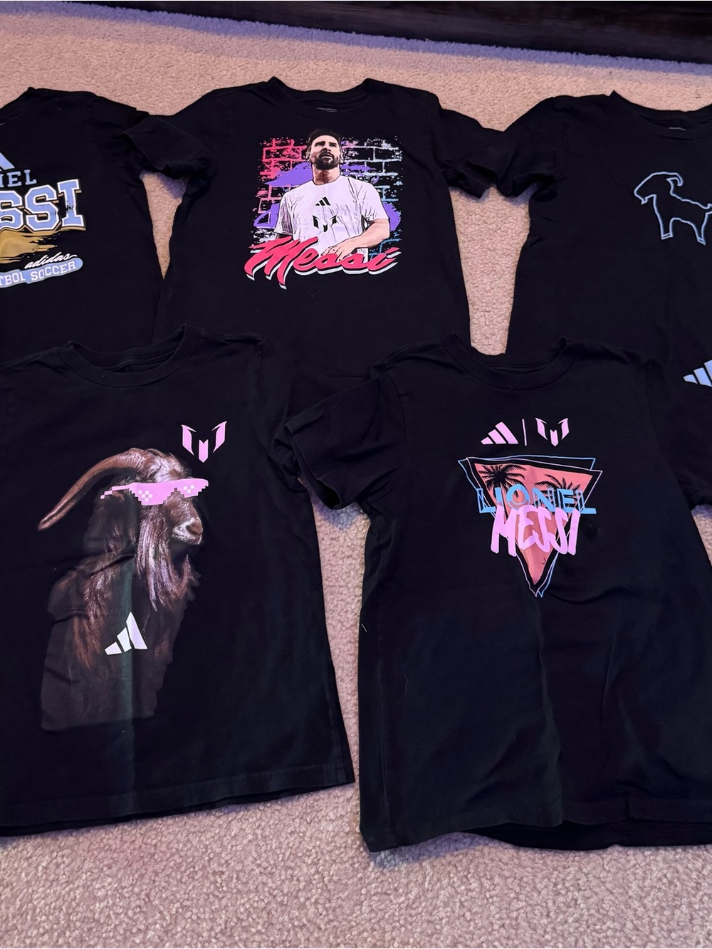 adidas Black Kids Graphic Tee with Pink & Blue Accents